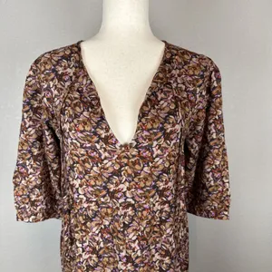 Natural‎ Life Floral Print Boho Tiered Maxi Dress Size XS/S Tie Neck 3/4 Sleeve thumbnail 2