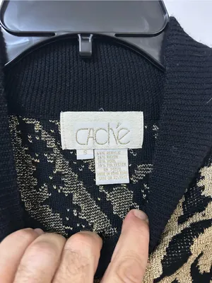 Cache Black and Cream Paisley Mock Neck Sweater thumbnail 2