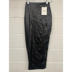 NWT Nookie Sz XS Drama Black Faux Leather High Waist Sexy Cocktail Midi Skirt thumbnail 3