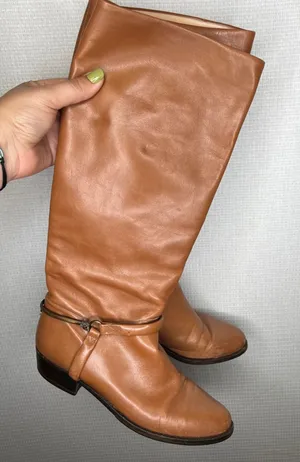 Emme Uno Vero Cuoio Italian Cognac Brown Leather Equestrian Riding Boots Women 8 thumbnail 1