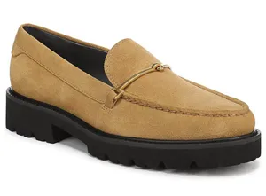 NEW Franco Sarto Women's Senna Round Toe Lug Sole Loafers Biscotti Brown Suede thumbnail 1