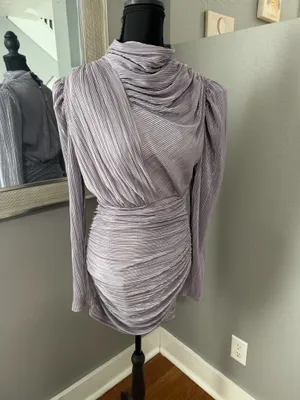 Sabina Musayev x Revolve Maya mini dress lavender metallic foil pleated small thumbnail 3