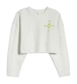 BP. Crop‎ Organic Cotton Sweatshirt Women’s Size Medium White Cropped Graphic thumbnail 1