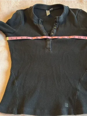 Sweaty Betty black ribbed long sleeve Henley size S athleisure lounge casual thumbnail 9