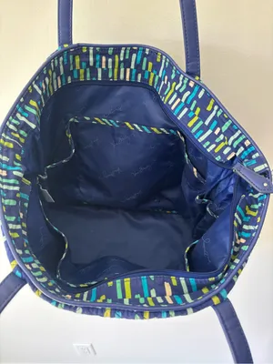 Vera Bradley Trimmed Laptop Tote Katalina Showers Blue Green Shoulder Bag Travel thumbnail 8