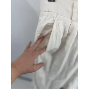 Abercrombie & Fitch White Wide Leg Linen Blend Pants Size 10 thumbnail 5