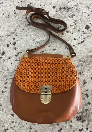 Patricia Nash Veneto leather woven basket weave crossbody bag thumbnail 1