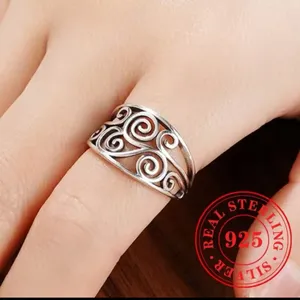 NEW Solid Heavy Boho Filigree 925 Sterling Silver Ring, Size 7‎ thumbnail 2