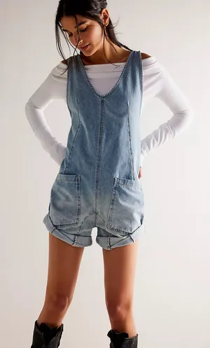 NWOT WeThe Free High Roller Shortall In Bright Eyes Sold Out On Free People thumbnail 1