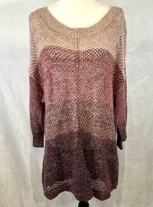 Maurice’s pink and purple color block loose knit open stitch sweater size 3X thumbnail 2
