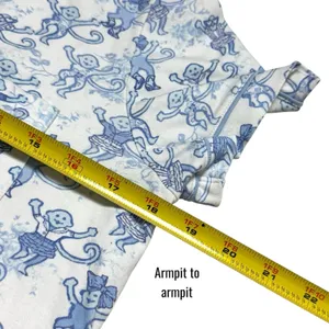 Roller‎ Rabbit x Love Shack Fancy Monkey Polo Pajamas Blue Cozy Novelty Fun M thumbnail 11