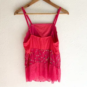 Y2K Victoria’s Secret Pink Mesh & Lace Embroidered Babydoll Cami Large thumbnail 3
