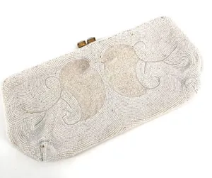 Vintage‎ Beaded iridescent Delill handbag clutch bag made in Belgium white thumbnail 1