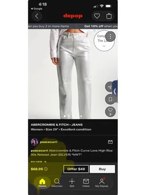 Abercrombie & Fitch The '90s Relaxed High Rise Silver Jeans Size 27 4R thumbnail 6
