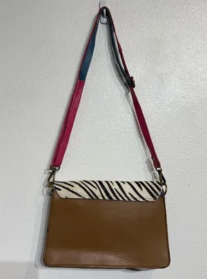 Pink Zebra Leather Crossbody Purse thumbnail 10