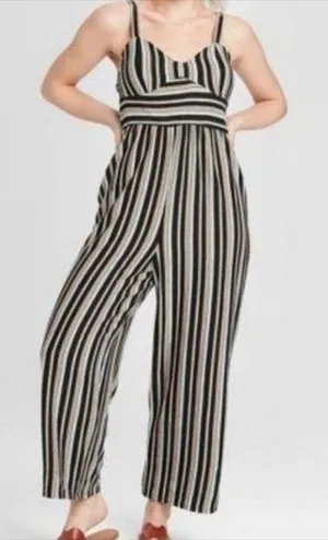 Xhilaration Multicolor Striped Wide Leg Jumpsuit L thumbnail 1