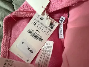 ZARA Pink Corset Top Small Tweed Bralette Crop thumbnail 4