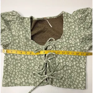 Free People Sweet Sun Crop Top Sz M Green Floral Girlcore Boho Cottagecore Chic thumbnail 5