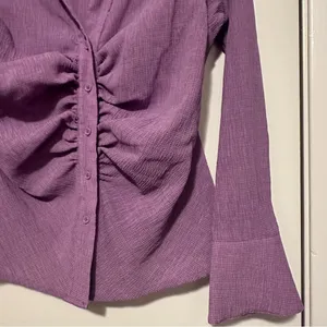 ASOS DESIGN crinkle textured ruched front shirt purple size 12 thumbnail 2