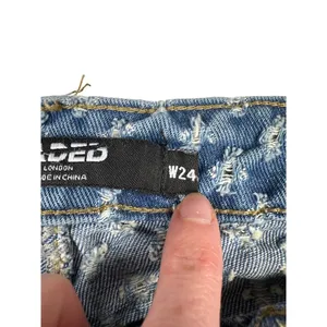 Jaded London - Distressed & Faded Wide Leg Denim Jeans in Blue & White thumbnail 4