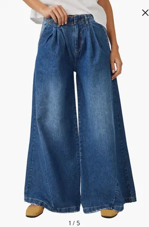 We The Free Wide Leg Blue Jeans! thumbnail 1