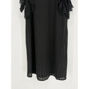 Sugar + Lips‎ Eyelet Ruffle Mini Dress Womens Small Black Pom Pom Trim STD10938 thumbnail 10