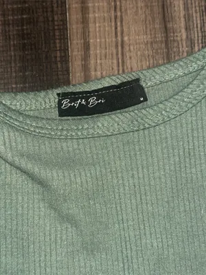 Olive Green/Sage Ribbed Short-Sleeve Top thumbnail 5