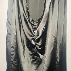 NWT Free People Women's Large Black Halter Slit Silky Dance Til Dawn Maxi Dress thumbnail 7