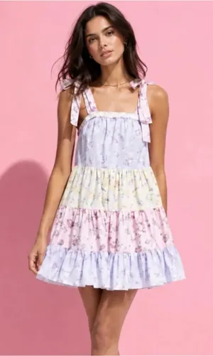 LOVESHACKFANCY x TARGET Jeanne Mixed Floral Mini Dress XL thumbnail 1