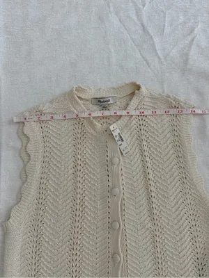 NWT Madewell Pointelle Knit Button Front Sweater Vest Cream XS thumbnail 6