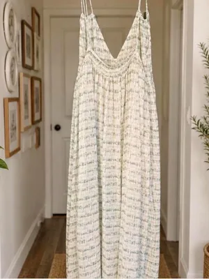 Blush Green and white striped tie dye maxi dress thumbnail 2