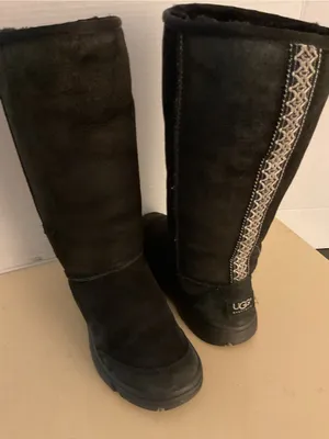 UGG women Black suede tall Tasman braided classic boots US 6 thumbnail 3