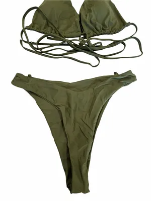 Women's Olive Green Two Piece Tiny Bikini Size Small #260250 thumbnail 3