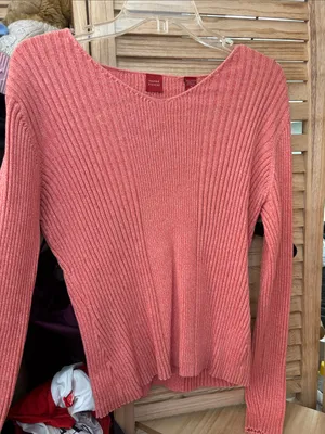 Valerie Stevens Ribbed Sweater in Marled Coral Medium thumbnail 1