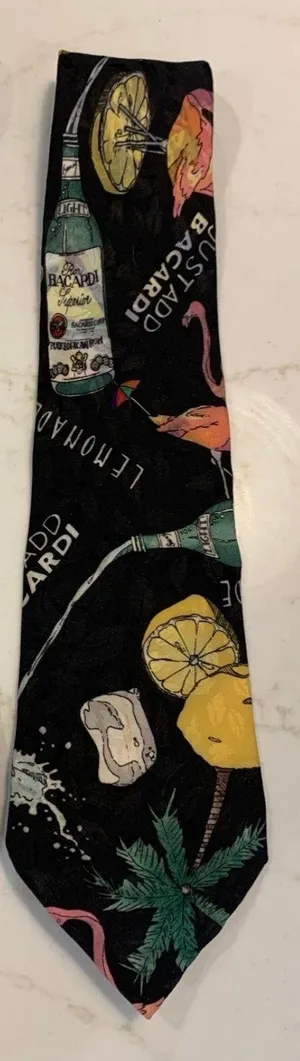Nicole Miller Mens Necktie 100% Silk Bacardi Rum: 1990’s thumbnail 1