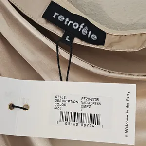 RETROFÊTE Nadia One-shoulder Ruched Stretch-Silk Satin Mini Dress Sz L Champaign thumbnail 10