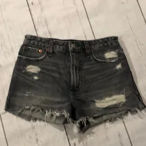 Abercrombie and Fitch gray distressed denim shorts thumbnail 2