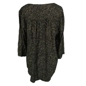 Torrid Womens Blouse Sz 2 2X 18 20 Black Gold Crepe Chain Detail 3/4‎ Sleeve thumbnail 6