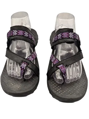 Skechers Size 9 Sandals Slight Adjustable Straps Black Purple Pattern thumbnail 5