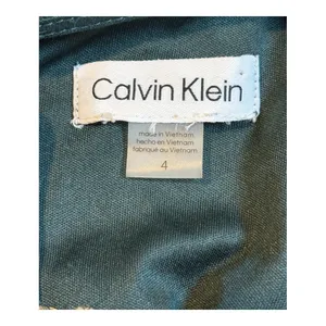 Calvin Klein Shift Dress Women 4 Green Gold Metallic Dot Long‎ Sleeve Tie Cuff thumbnail 7