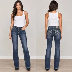 Miss Me Jeans Womens 28 Signature Skinny Blue Jeans Rhinestones Embroidered thumbnail 2