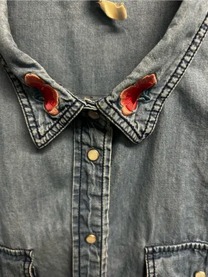 Men's Light Blue Denim Button thumbnail 4