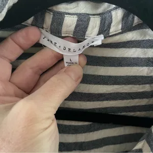 Jane and Delancey Blouse,Striped Size Large. Roll up sleeve button option! thumbnail 7