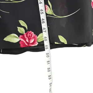 Vintage 90s Dawn Joy Floral Midi Dress Womens 5/6 Black Red Rose Romantic Goth thumbnail 10