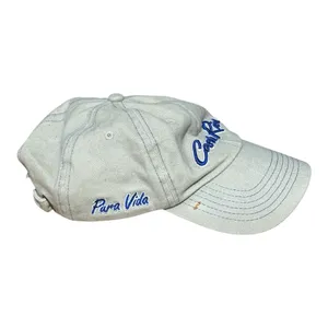 Vintage Costa Rica Pura Vida Embroidered Tan/Blue Hat thumbnail 3