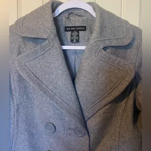 New York & Company Gray Button Down Wool Coat Peacoat thumbnail 5