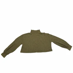 Free People Army Green Waffle Knit Cropped Mockneck BK Top Shirt size Large thumbnail 7