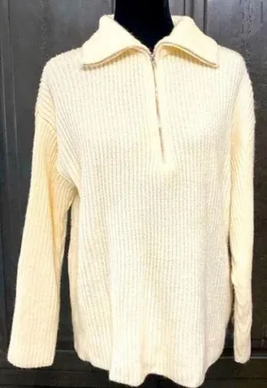 Toppies Cream Oversized sweater with zip-up collar - Size medium thumbnail 1