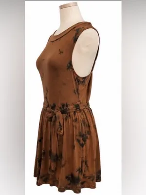 POL Brown Tie Dye Open Back Racerback Mini Dress NWT Small Boho Festival thumbnail 2