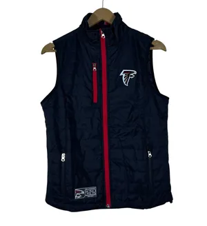 NFL Atlanta Falcons 2022 Select Quilted Full Zip Puffer Vest Black Red Size SM thumbnail 1
